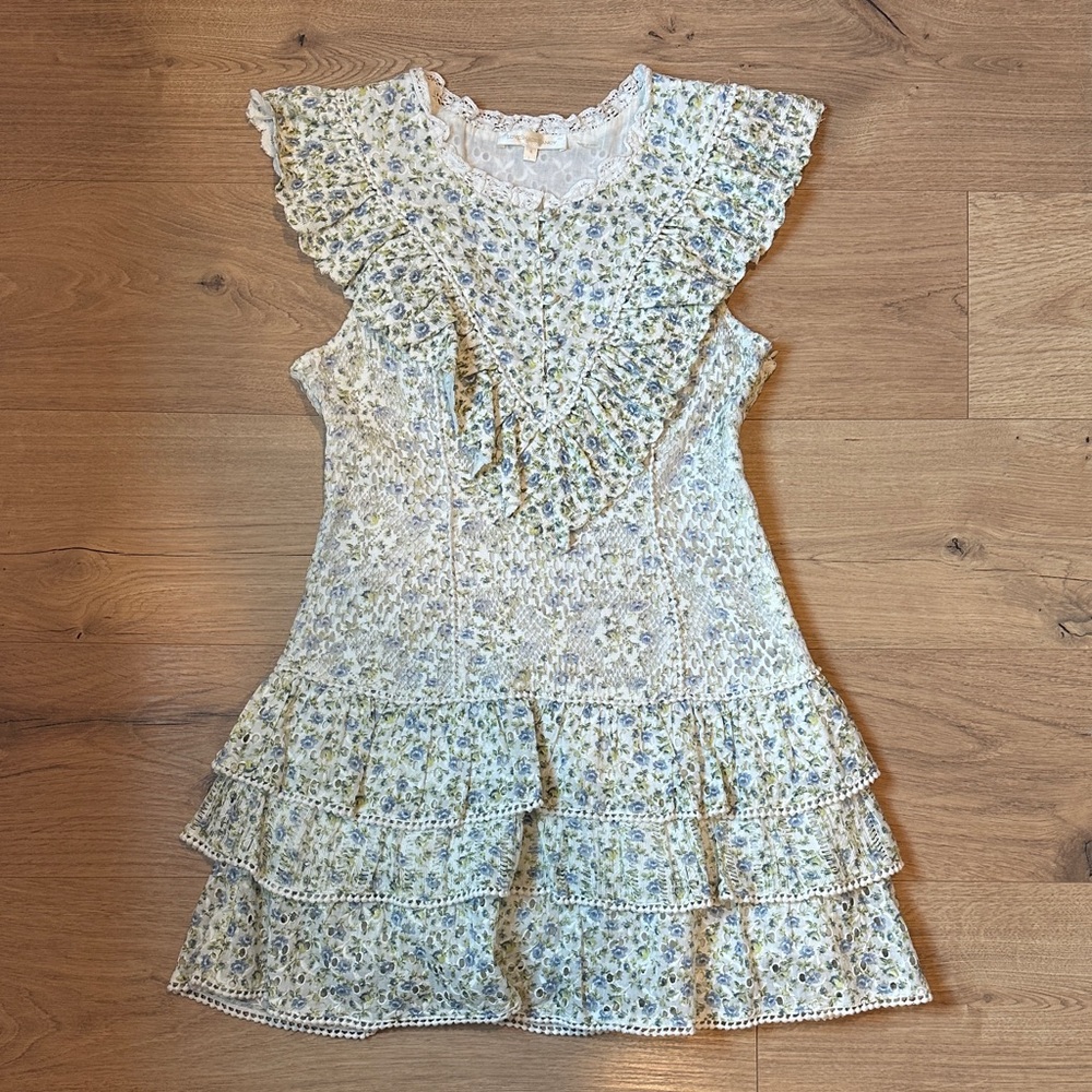 LoveShackFancy Lunetta Ruffled Floral-print Broderie Anglaise Cotton Mini Dress